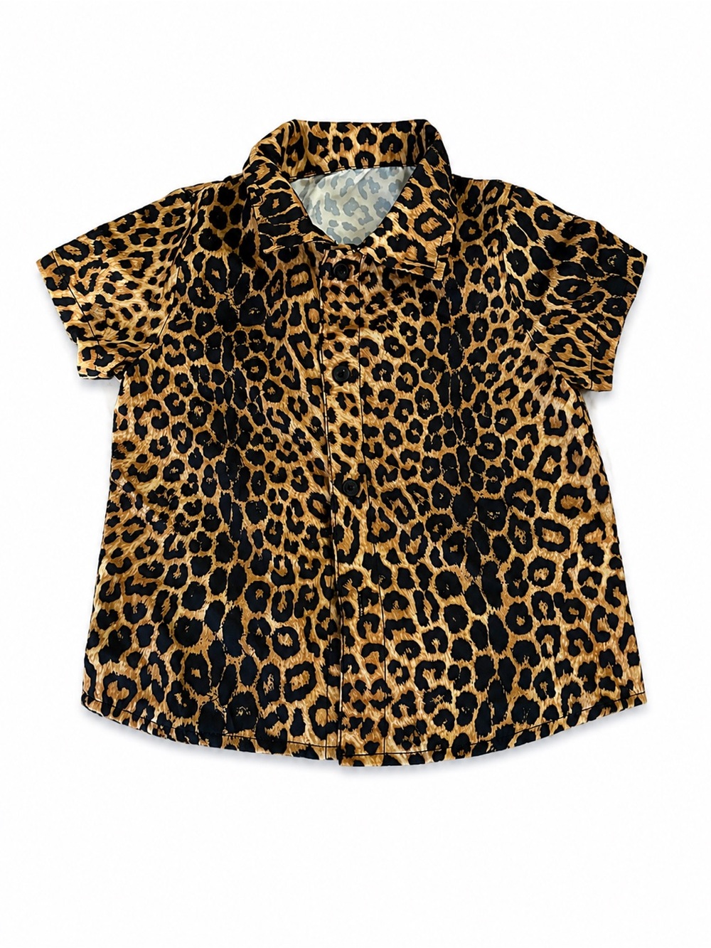SHEIN Kids Leopard Print Button-Down Shirt - Brown/Black